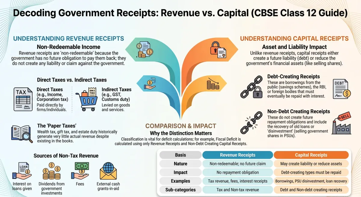 Revenue Receipts vs Capital Receipts: Class 12 Government Budget Guide cover image