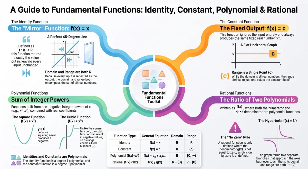 Types of Functions: Identity, Constant, Polynomial & Rational cover image