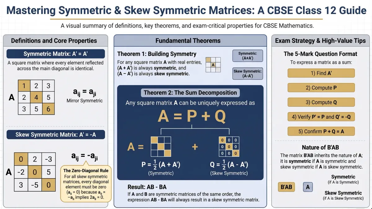 Symmetric and Skew Symmetric Matrices: Full Class 12 CBSE Guide cover image