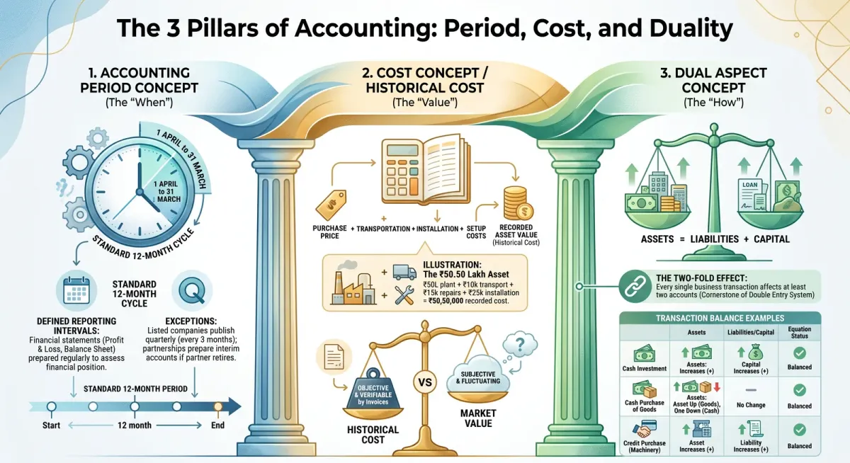 Accounting Period, Cost Concept & Dual Aspect Explained | Class 11 Accountancy