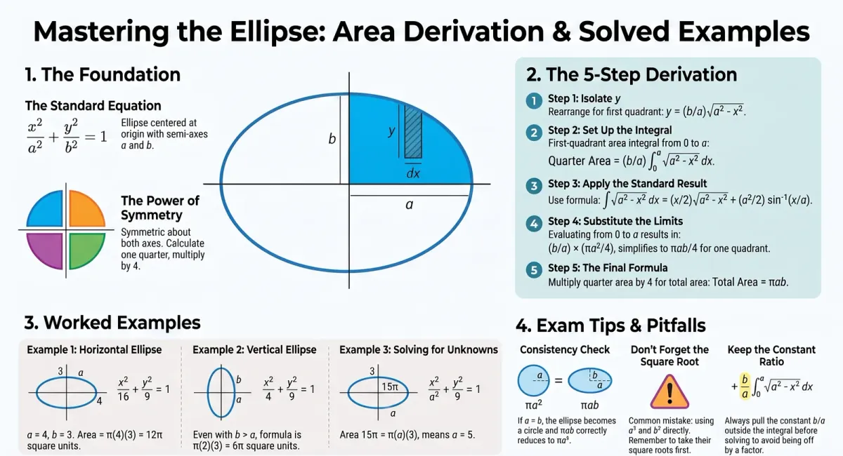 Area of an Ellipse Using Integration: Formula, Derivation & Solved Examples cover image