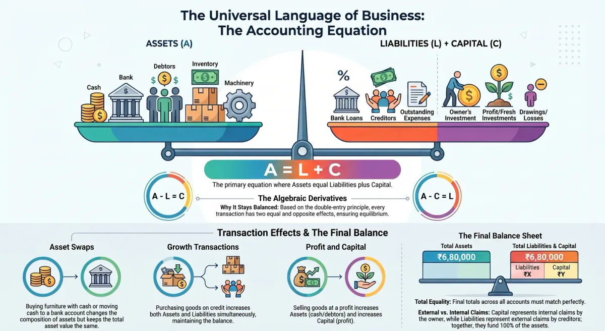 Accounting Equation: Assets = Liabilities + Capital – Class 11 Explained with Examples cover image