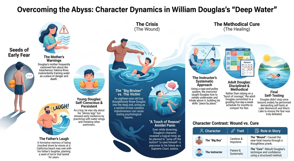 Deep Water Character Sketch: William Douglas, His Parents, and the Swimming Instructor