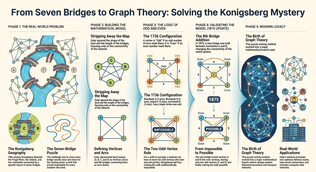 The Konigsberg Bridge Problem: How Euler Invented Graph Theory (Class 11 Maths)