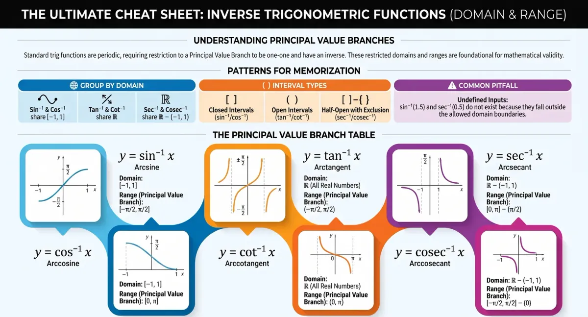 Domains and Ranges of All 6 Inverse Trigonometric Functions – Class 12 Maths cover image