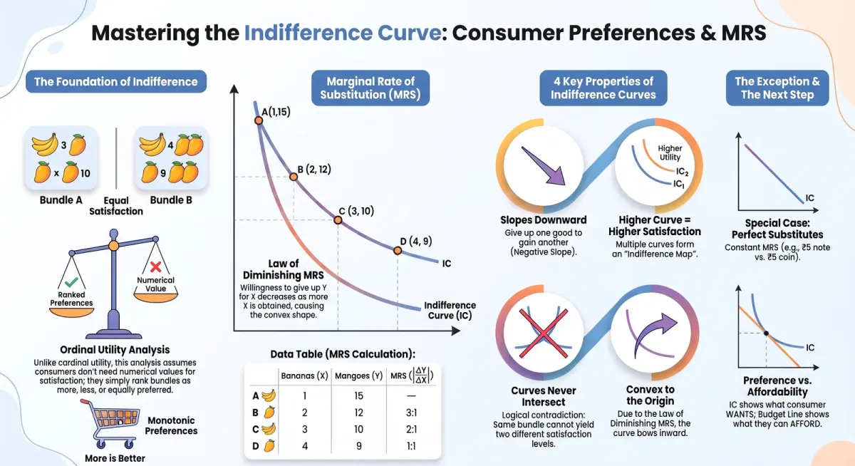 Indifference Curves Explained: Consumer Preferences & MRS (Class 11)