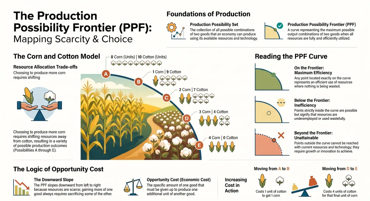 Production Possibility Curve (PPC): Features, MRT & Shifts Explained — Visual summary and infographic