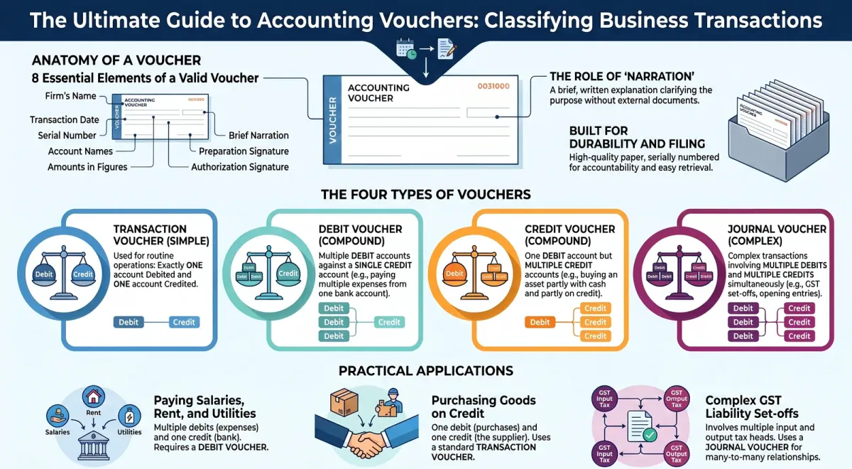 Types of Accounting Vouchers in Class 11 – Transaction, Debit, Credit & Journal Vouchers cover image