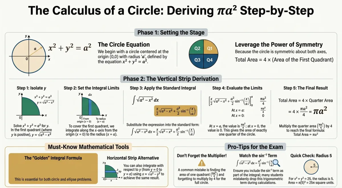 Area of a Circle Using Integration: Step-by-Step Derivation (πr²) cover image