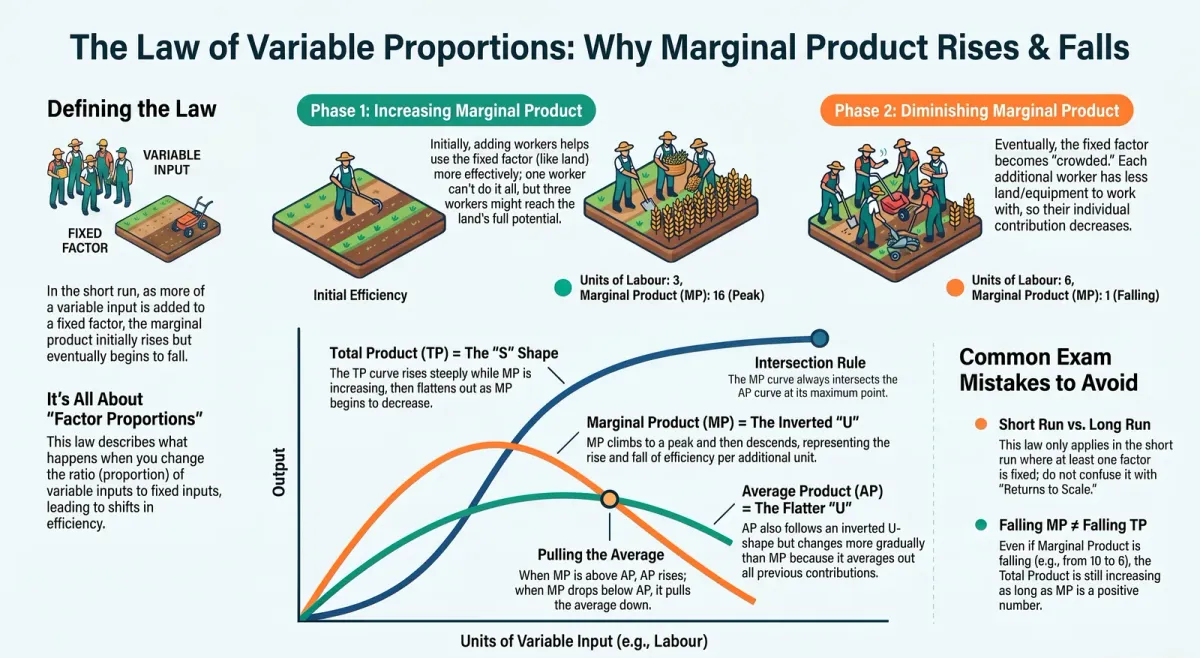 Law of Variable Proportions Explained: Why Marginal Product Rises and Falls cover image