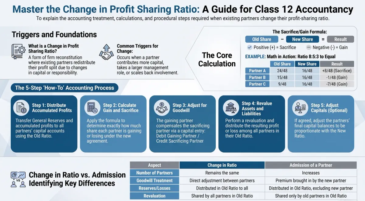 Change in Profit Sharing Ratio Among Existing Partners (Class 12) cover image