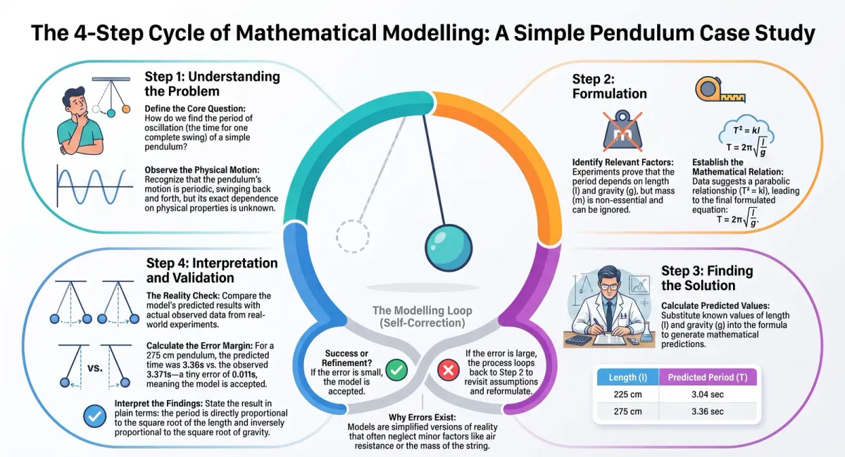 The Four Steps of Mathematical Modelling Explained with the Simple Pendulum (Class 11 Maths) cover image