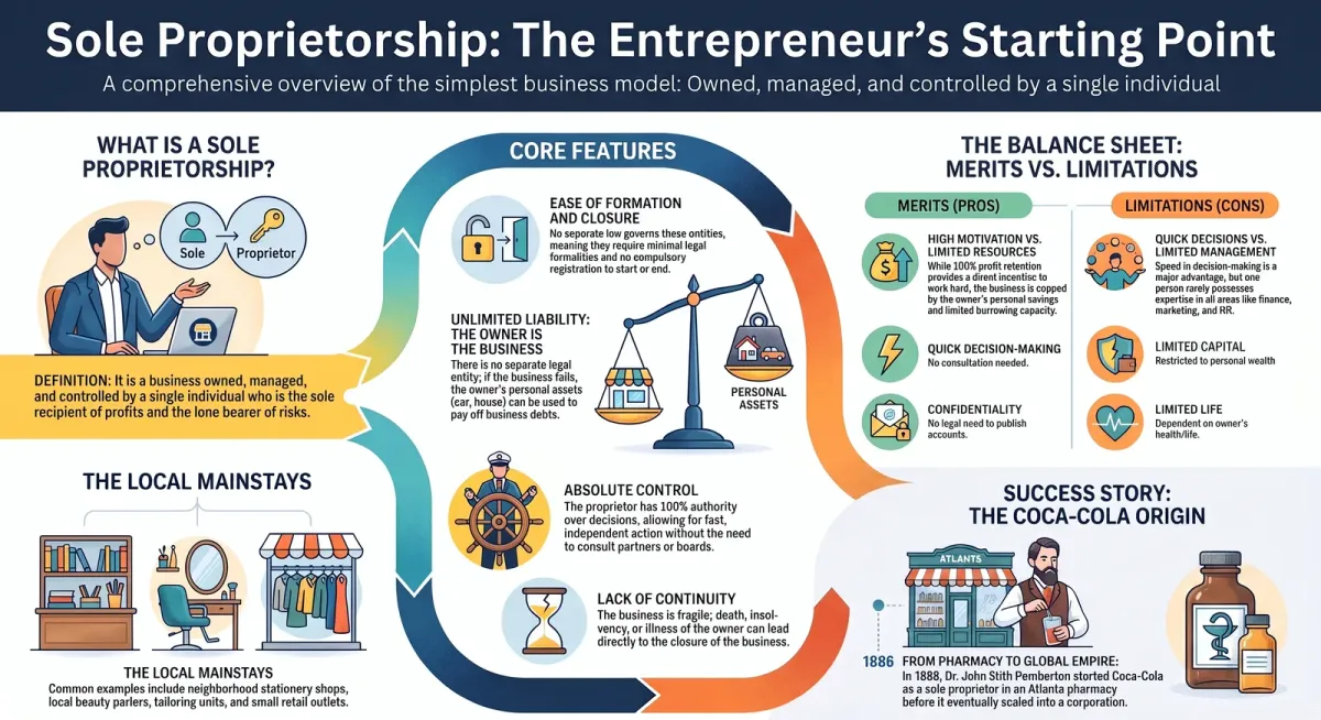 Sole Proprietorship: Meaning, Features, Merits and Limitations cover image