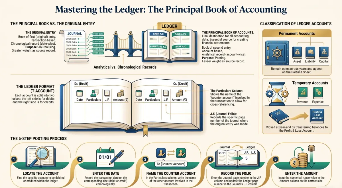 Ledger and Posting in Accounting – Class 11 CBSE Complete Guide with Format and Examples cover image