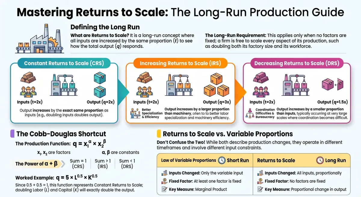 Returns to Scale Explained: CRS, IRS and DRS with Cobb-Douglas Production Function cover image