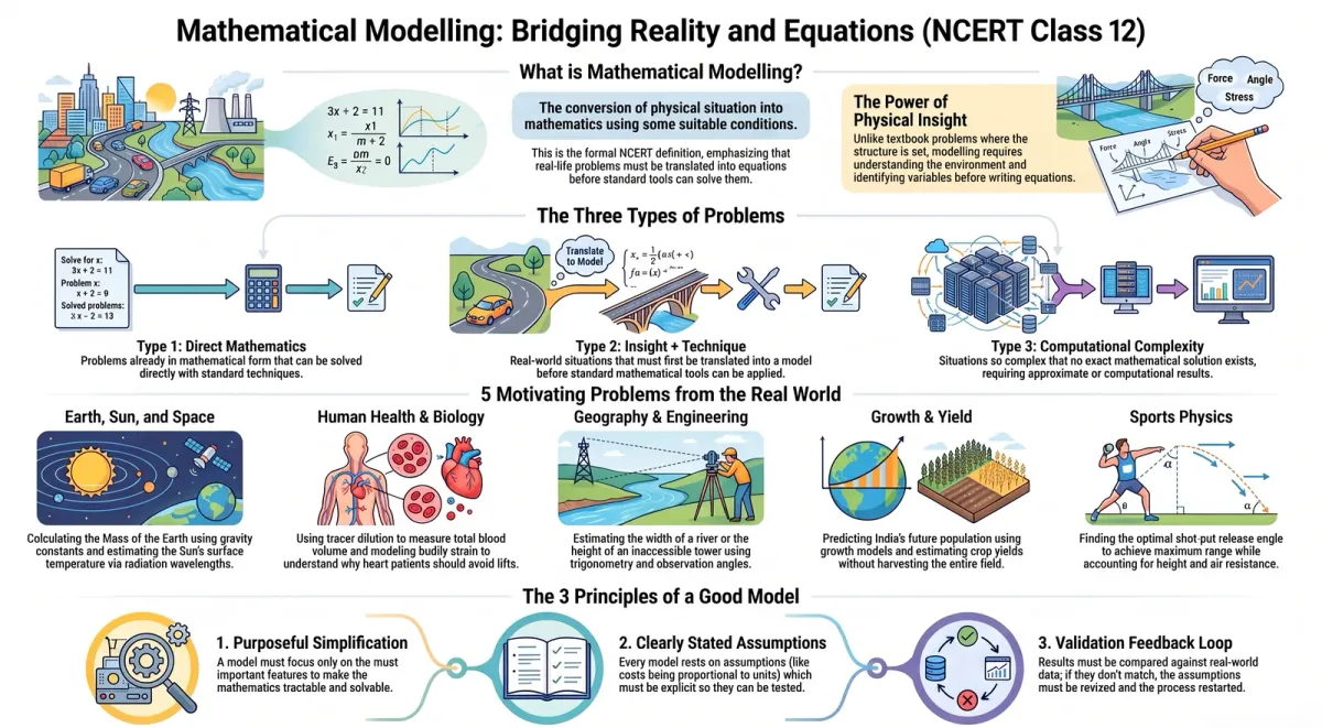 What Is Mathematical Modelling? A Complete Introduction for NCERT Class 12 — Comprehensive visual summary and infographic