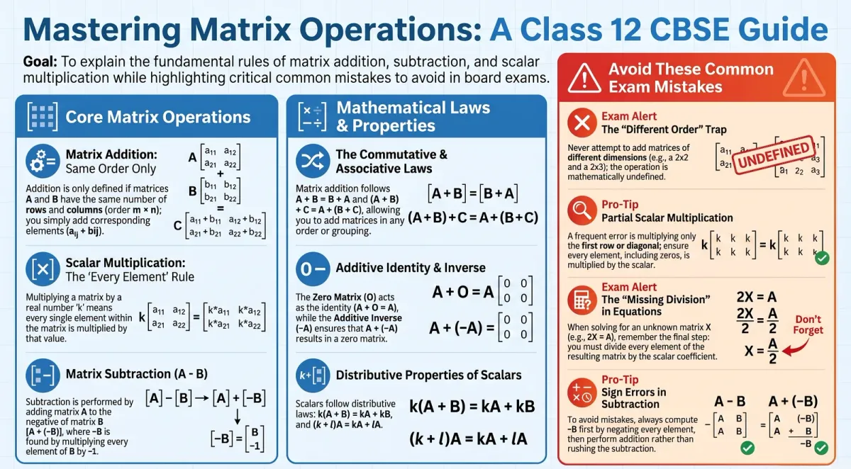 Matrix Addition and Scalar Multiplication: Class 12 CBSE Complete Guide cover image