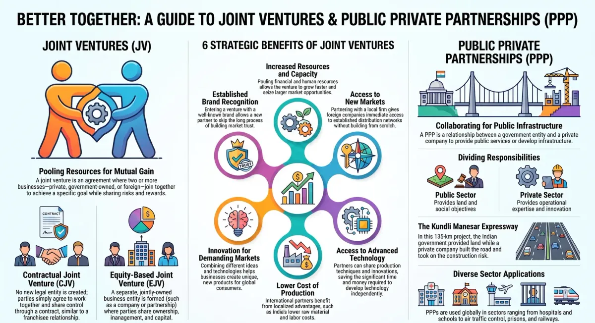 Joint Ventures and Public Private Partnership (PPP): Meaning, Types and Benefits cover image