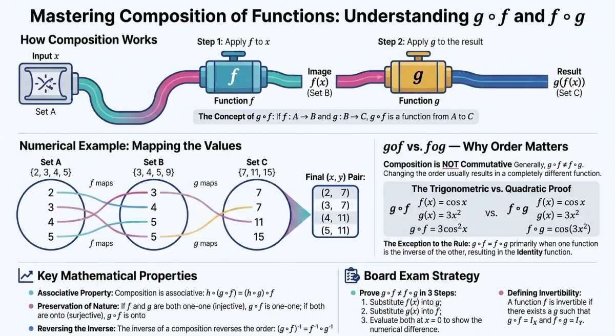Composition of Functions in Class 12 Maths – gof, fog, and Key Properties cover image