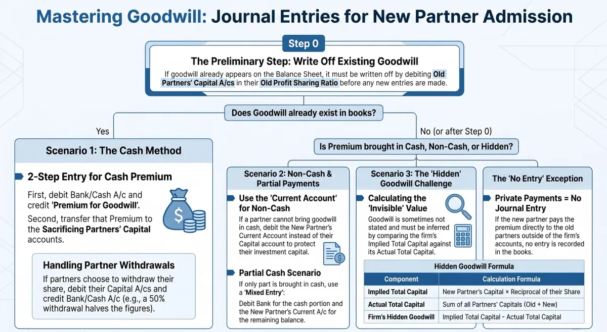 Goodwill on Admission of a Partner: Journal Entries Class 12