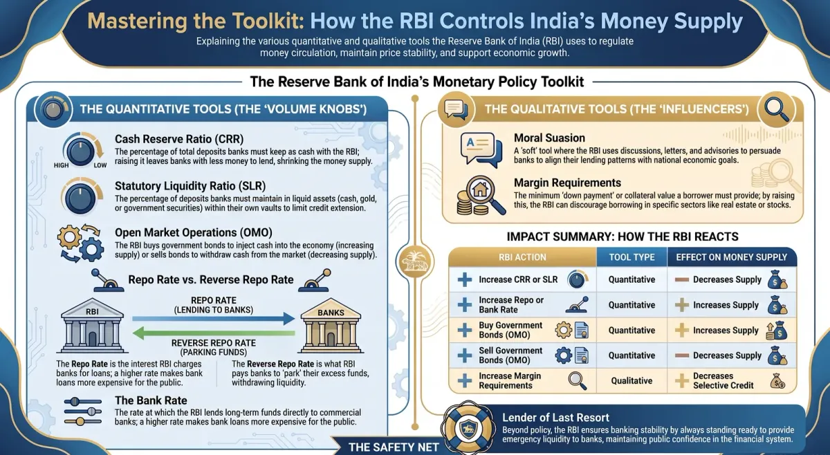 RBI's Monetary Policy Tools: CRR, SLR, Repo Rate & Bank Rate Explained cover image