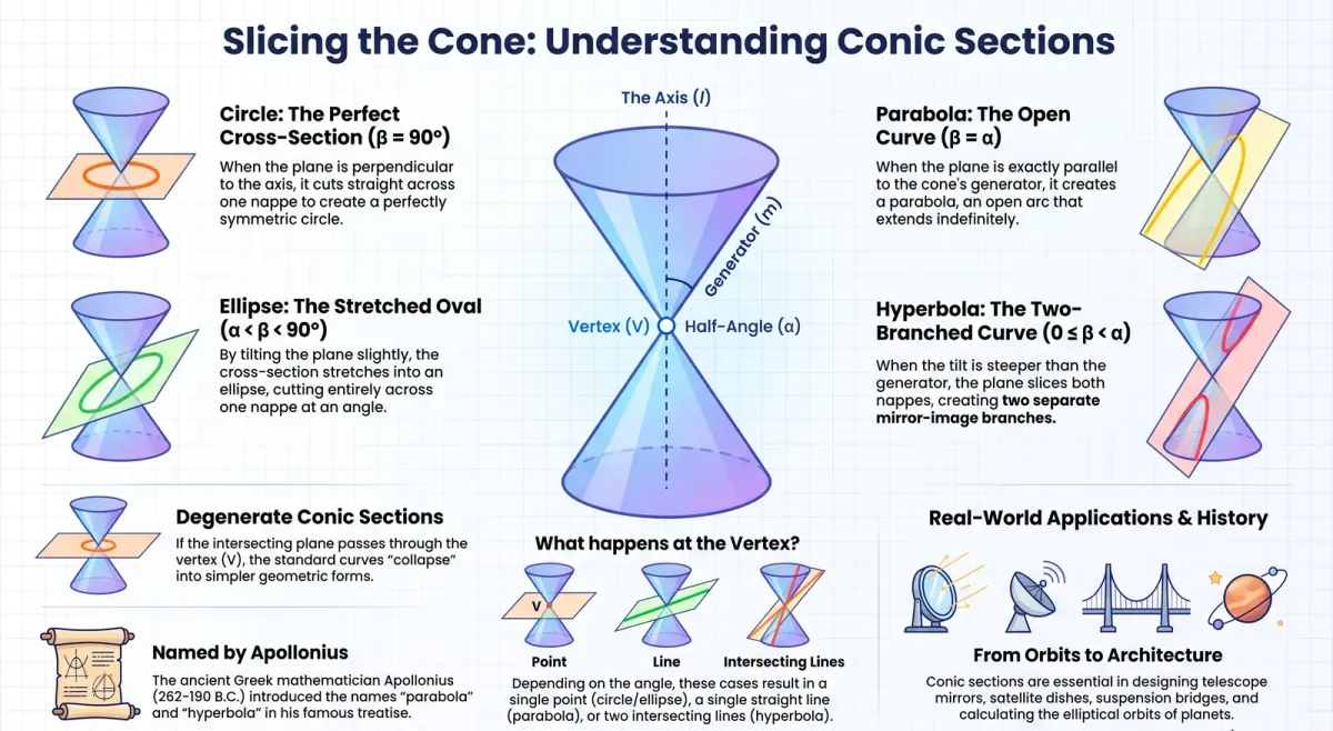 Sections of a Cone: Circle, Ellipse, Parabola & Hyperbola Explained cover image