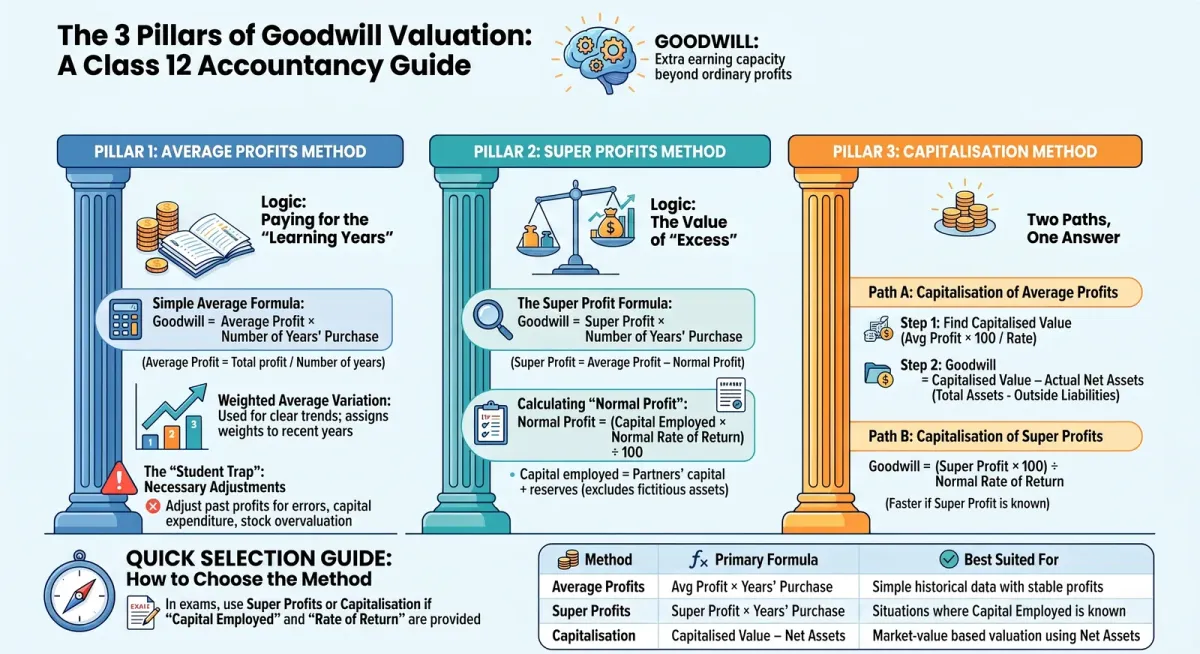 Methods of Valuation of Goodwill: Average, Super Profit & Capitalisation cover image