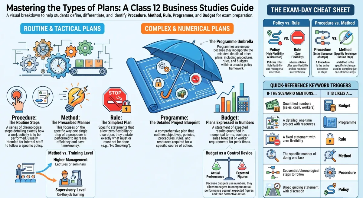 Types of Plans Part 2: Procedure, Method, Rule, Programme & Budget (Class 12) cover image