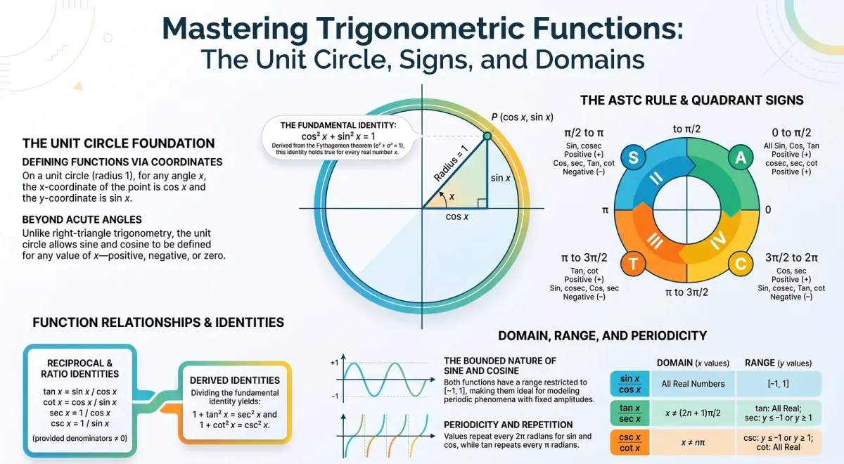 Trigonometric Functions: Definition, Domain, Range and Quadrant Signs cover image