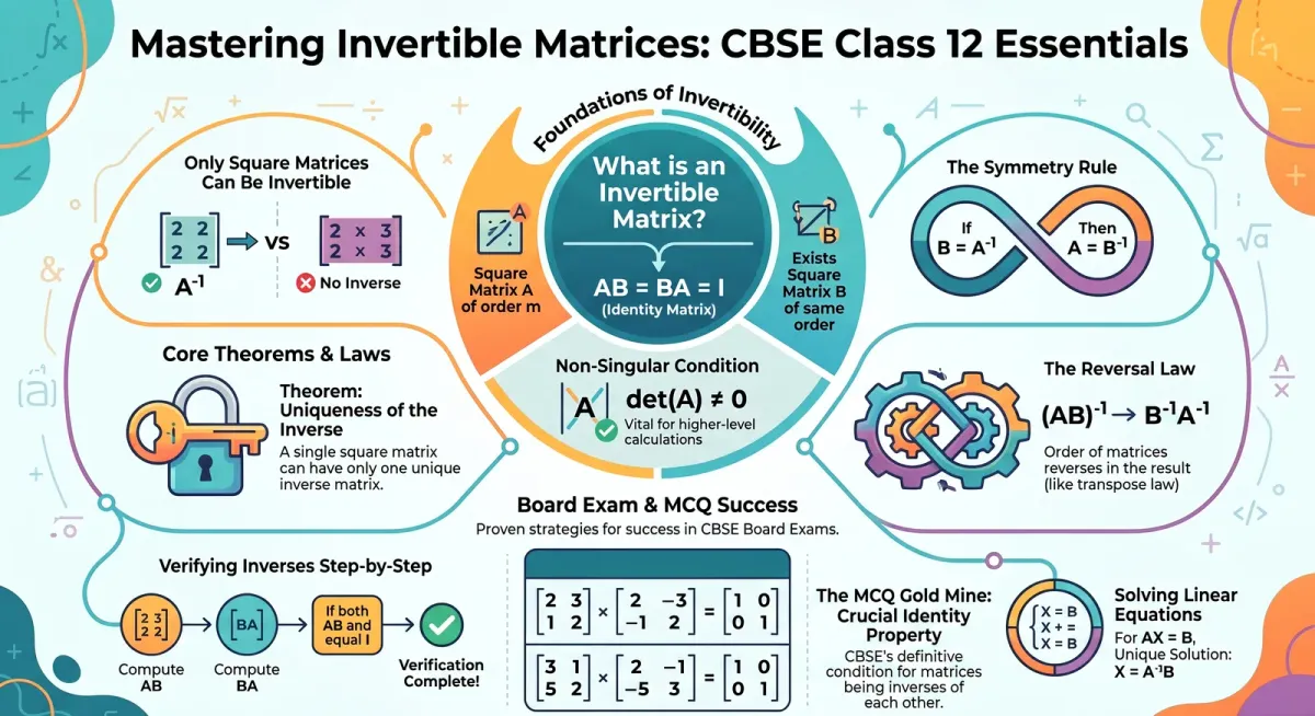 Invertible Matrices: Definition, Theorems and Examples | Class 12 CBSE Maths cover image