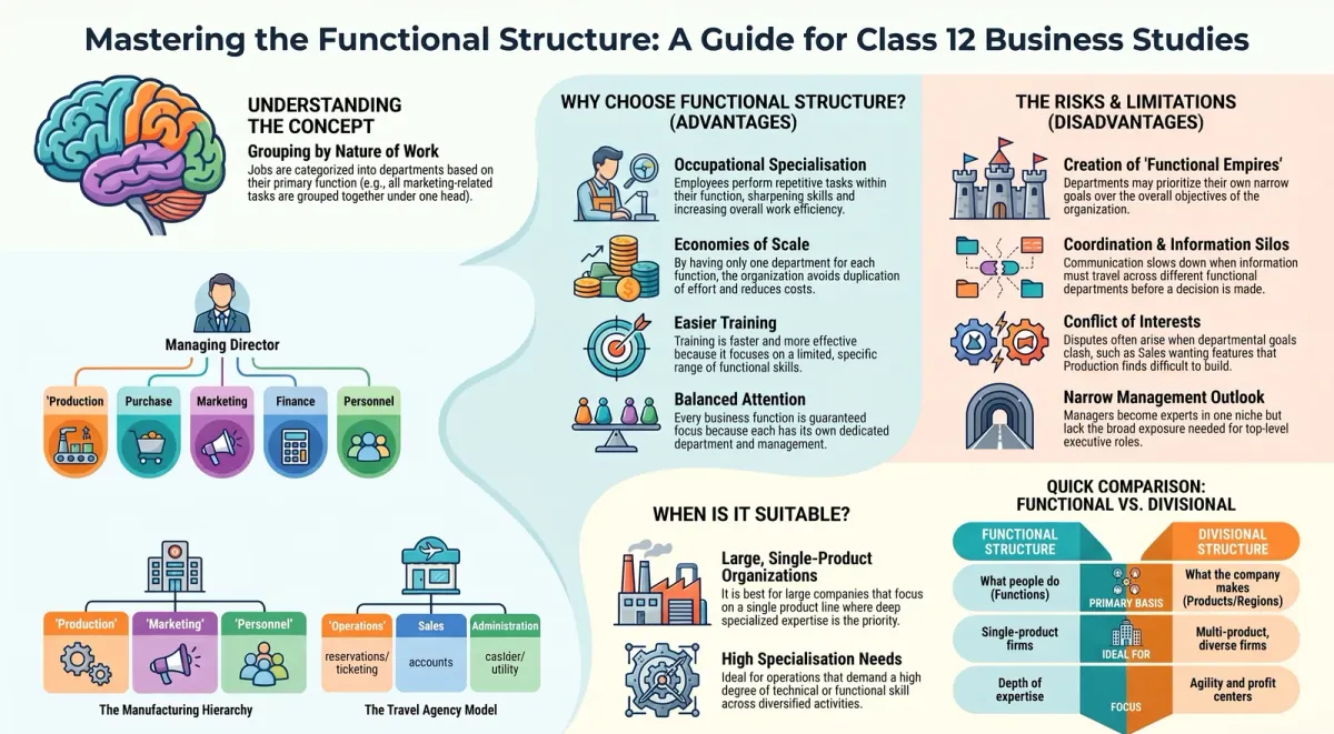 Functional Structure of Organisation: Meaning, Advantages and Disadvantages cover image