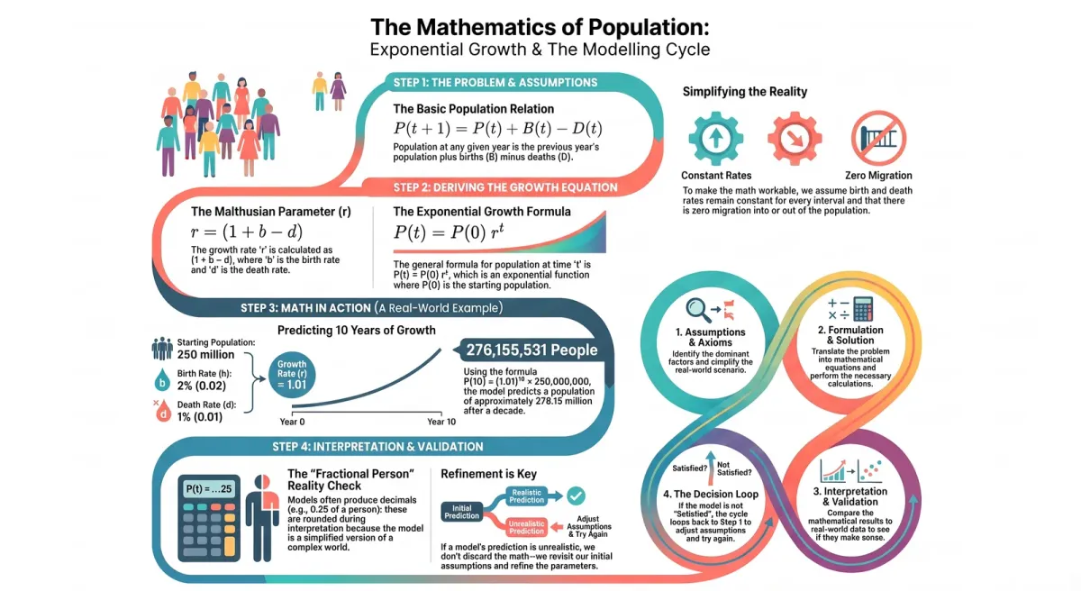 Exponential Growth Models: How Mathematics Predicts Population Growth (Class 11 Maths) cover image