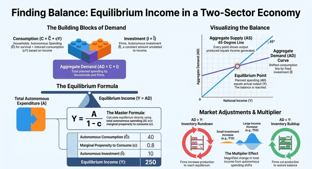 Aggregate Demand and Equilibrium Income in the Two-Sector Model | Class 12 Macroeconomics cover image