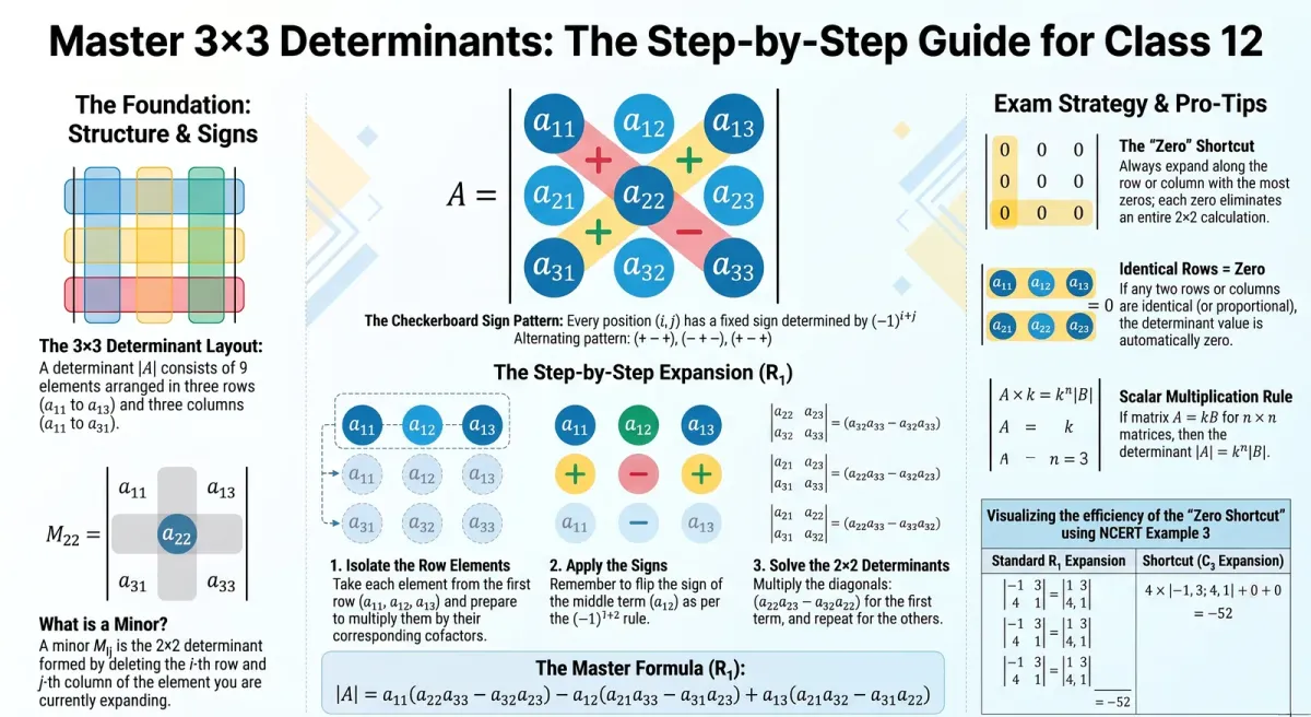 How to Evaluate a 3×3 Determinant: Step-by-Step NCERT Class 12 Guide cover image
