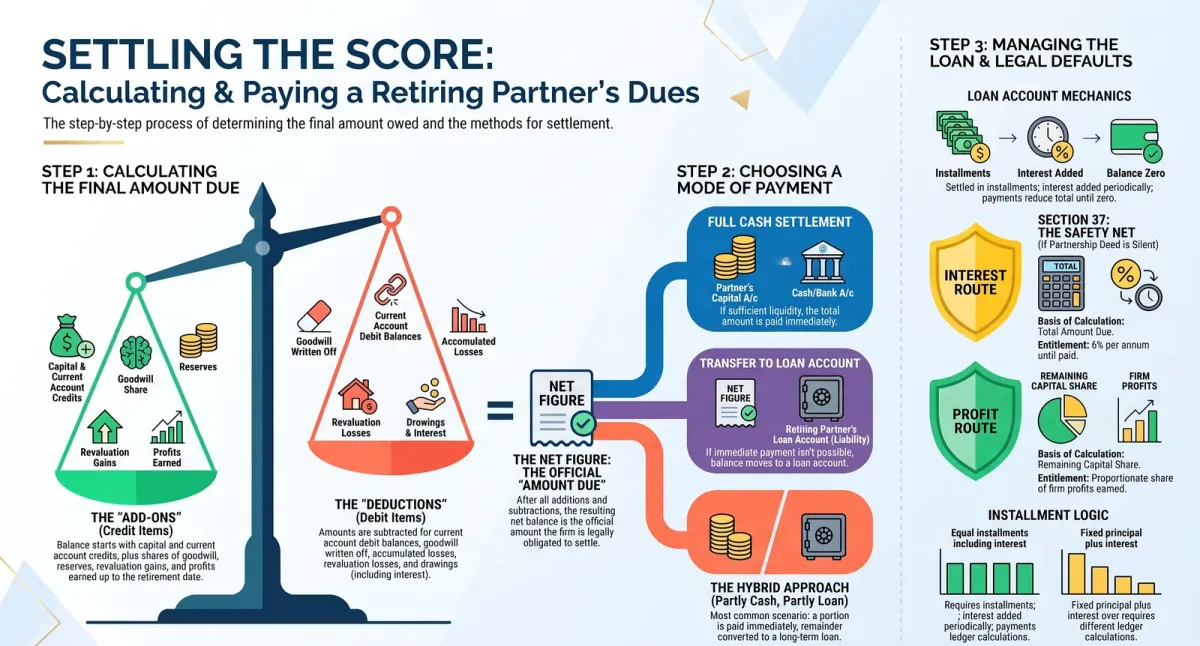 How Is the Amount Due to a Retiring Partner Settled? cover image