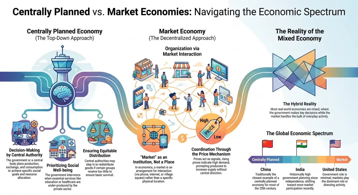Centrally Planned Economy vs Market Economy Explained | Class 11 Economics cover image